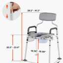 VEVOR Bedside Commode Chair, 500 lbs Capacity, 4-in-1 Portable Toilet and Raised Toilet Seat with Padded Seat & Backrest, Detachable 5L Bucket, Adjustable Height & Width Adult Potty Chair for Seniors