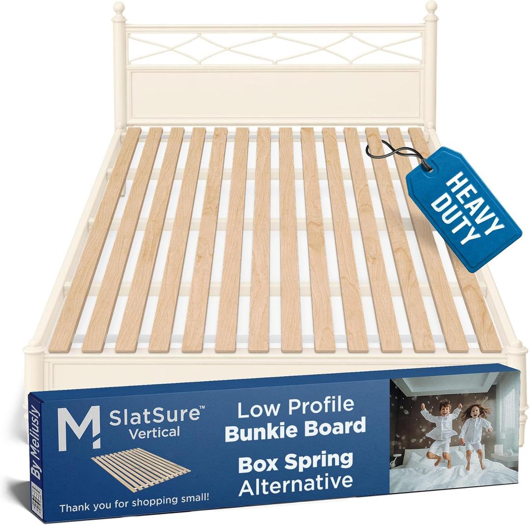 Meliusly SlatSure King Size Bunkie Board  Heavy Duty Vertical Bed Slats & Foldable Wooden Support Board for Sagging Mattress or Platform Bed Frame, Box Spring Alternative and Replacement