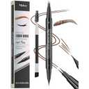 Microblading Eyebrow Pen, Dual-Ended Brow Pencil with 2-Fork-Tip and Precise Brush, Waterproof Longer Lasting Eyebrow Pencil, Microblade Eyebrow Pencil Create Natural Hair-Like Strokes (Dark Brown)