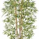 Artificial Bamboo Tree, Fake Bamboo Plant 7FT Tall with 6 Natural Real Bamboo Trunks, Artificial Tree Indoor Decor Faux Silk Tree for Home Office Living Room Modern Decor