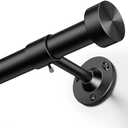 YaFex Heavy Duty Curtain Rods 32-150 Inch, 1 Inch Adjustable Black Curtain Rod for Windows, Extra Long Window Treatment Rods with Aluminium Finials, Easy Installation