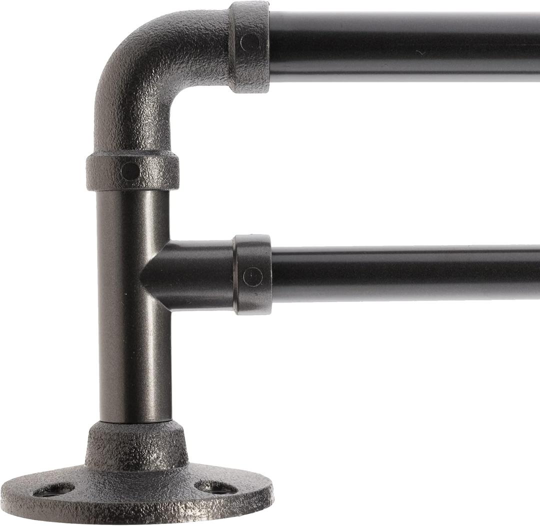 Decopolitan 5/8" Pipe Double Curtain Rod Set, 48 to 86 Inches, Vintage Bronze