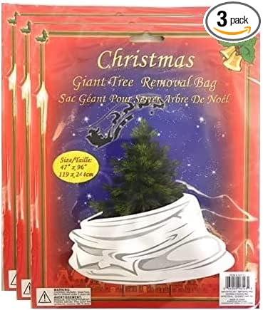 3 Pack Hapros Christmas Tree Removal Bag 8ft - 119 x 244cm - for Trees Up to 8 Feet (47" x 96")