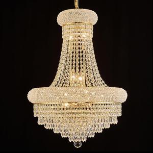 Empire Crystal Chandelier for Dining Room, 12 Light Chandelier Light Fixture for Foyer Entryway Living Room Stairway Bedroom Gold Finish 22 inch, 27" H x 22" W x 22" D