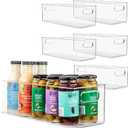 primebox Plastic Food Storage 6 Pack Clear Container Bin with Handles for Organizing Kitchen, Pantry, Refrigerator, Freezer, Pantry, Cabinet, Closet, Bathroom. 16x6x5
