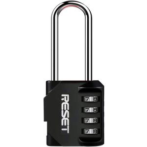 3 x RESET-060 4 Digit Combination Padlock with 2.4 inch Long Shackle Combination Lock,Outdoor Waterproof Padlock,Indoor Padlock for School Locker, Gym Locker, Shed, Fence, Gate, Toolbox, Black