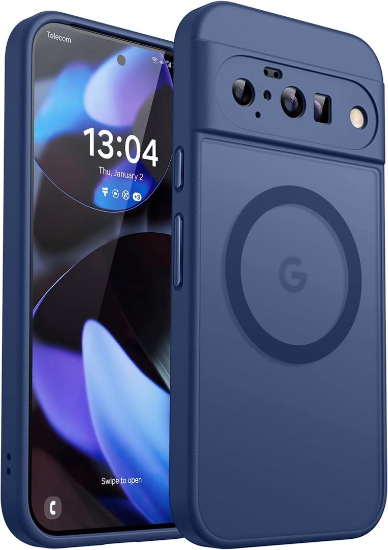 CANSHN Magnetic for Google Pixel 10 Case(6.3 Inch), Upgraded [Full Camera Protection] [Compatible with Magsafe] [Translucent Matte] Shockproof Protective Phone Cover, Deep Blue