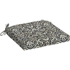 Arden Indoor/Outdoor Seat Or Rocking Chair Cushion, 19 x 18, Water Repellent, Rain Proof, Fade Resistant Cushion for Rocking Or Dining Chairs Black Aurora Damask