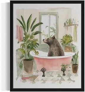 Mix Pack Of 14 Bear Wall Art Poster Print, Animal Bathtub Pictures Restroom Wall Art Painting for Bathroom Decor Gallery 49 (Bear, 8 x 10 inches, Unframed)