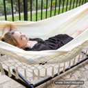 SUNCREAT Hammocks Outdoor Camping Double Hammock with Tassel, 2 Person Hammock for Camping, Beige