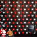 DBFAIRY Red White Solar Powered LED Net Lights 5Ft x 5Ft,100 LEDs Christmas Bush Net Lights Solar Outdoor Mesh Light with 8 Modes Waterproof for for Bushes Fence Garden Shrubs Decoration