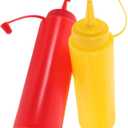 2pcs Funny Fake Mustard Ketchup Bottles Interactive Prank Toys Condiment Bottle Toy for Halloween Party