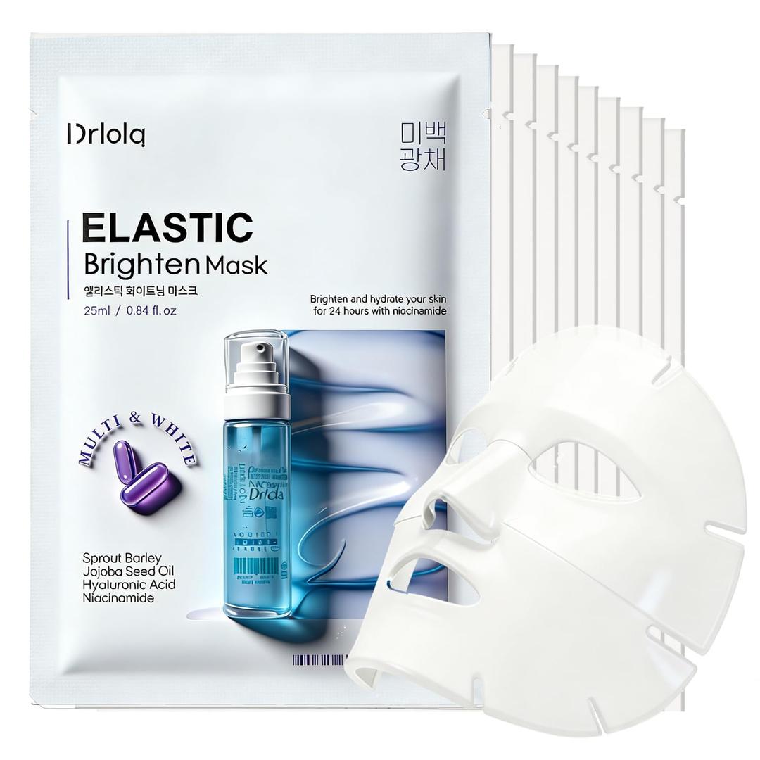 Korean Facial Mask 10 Sheets, Elastic Whitening &Tightening & Deep Moisture & Anti-Aging ,Niacinamide & Centella &Witch Hazel Water, Skin Softening Facial Mask, Korean Face Mask (Elastic Whitening)