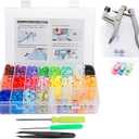 Lemonfilter Snap Button with Snap Pliers Kit, 400 Sets Snap Fastener T5 Plastic No-Sew Buttons, Starter Fasteners Poppers Press DIY Studs Kits for Sewing Clothing & Diapers Rain Coat Crafting