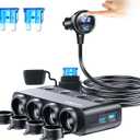 Cigarette Lighter Splitter Adapter 216W 4 Socket Heavy Duty Truck Car USB Chager Multi Port with PD30W/QC3.0 Charge USB C 12V/24V Independent Switches & Dust Cover & Waterproof for Car Devices