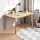 IOTXY Simple Wooden Writing Desk - Modern Minimalist Style PC Laptop Computer Workbench with Solid Wood Legs, 31.5" W Home Office Work Table for TV Stand Music Video Live Broadcast Workstation, Oak