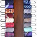 Umo Lorenzo Premium Wooden Necktie and Belt Hanger, Walnut Wood Center Organizer and Storage Rack with a Non-Slip Finish - 20 Hooks (Wooden)