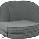 Outdoor Chair Cushions, Fade-Resistant & Water-Resistant, D Shaped Patio Furniture Seat Chair Pads Replacement with Ties, Non-Slip Bottom, Removable Cover, Set of 4, 17 x 16 Inch, Dark Grey