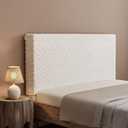 Gilprop Bed Headboard Cover Stretch Jacquard Bed Head Board Slipcover Dustproof Protector Velvet Cover for Bedroom Decor(White Queen 59"-67")