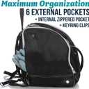 Athletico Ski Boot Bag  Skiing and Snowboarding Travel Luggage  Stores Gear Including Jacket, Helmet, Goggles, Gloves & Accessories  Venting and Grommets for Snow Drainage (Black with White Trim)