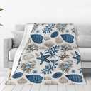 Coastal Ocean Beach Blanket Gifts for Girls Boys Kids Adults Soft Warm Lightweight Cozy Nautical Coral Seashells Throw Blankets for Bed Sofa Living Room Couch Home Decor 50"x60"