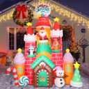 MUMTOP 10FT Christmas Inflatables Outdoor Decoration, Candy Castle Christmas Inflatable with Santa,Snowman,Elk,Penguin and Built-in Led Lights Blow Up Inflatable for Outdoor Party Garden Decoration