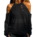 Women's Cold Shoulder Hoodie Cut Out Sweatshirt Pullover Casual Hooded Long Sleeve Top