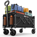 Collapsible Wagon with Wheels, 220 lbs Wagons Carts Foldable Wagon Cart with Flexible Handle, Lightweight Portable Folding Utility Grocery Shopping Cart for Grocery Sports Garden Camping