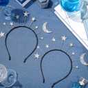 Yinder 8 Pcs Star Moon Headband Ramadan Costume Accessories Silver Birthday Party Hair Hoop for Women Wedding Cosplay