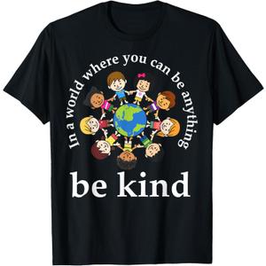 in A World Be Kind Kids Earth World Kindness Day Teachers T-Shirt, XS