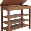 Shoe Rack Bench Seat Rubberwood 3-Tier Wooden Storage Bench 550lbs Compact Mid-Century Modern Design for Entryway, Hallway, Closet, Front Door Entrance, Foyer