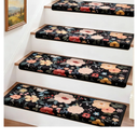 Stair Treads for Wooden Steps,Non-Slip Peel and Stick Stair treads Stair Carpet for Indoor Runner and Pets,Floral Stair Rugs,Soft Washable Staircase 14pcs 29.5 ''x9.5 ''x1.5 ''