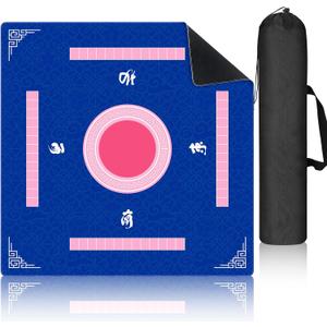 Breling Mahjong Mat for Table, 31. 5" Anti Slip and Noise Reduction Mahjong Table Cover, Large Gaming Mat with Carrying Bag for Poker, Dominoes, Card and Board Games(Blue and White Porcelain)