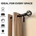 Black Curtain Rods for Windows 18 to 86 inch, 1 Inch Adjustable Curtain Rod, Heavy Duty Window Curtains Rod for Bedroom Living Room, Modern Decorative Drapery Rods Birdcage Finials