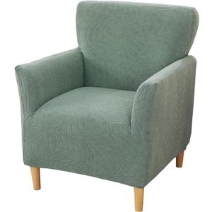 Stretch Chair Covers Armchair Slipcovers 1-Piece Jacquard Banquet Accent Chair Covers with Arms Soft Chair Slipcovers for Living Room Kids Pets Friendly Furniture Protector,Green