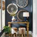 Colyltoy 3 Pieces Farmhouse Wall Decor, Rustic Wood Round Wall Art, Hanging Decoration for Living Room Bathroom Bedroom Home Indoor Outdoor Office,15.8inch