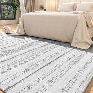 5x7 Area Rugs for Living Room Machine Washable Rug Distressed Indoor Carpet Neutral Moroccan Boho Rug Ultra Soft Area Rug for Bedroom Dining Room Playroom Office, Black