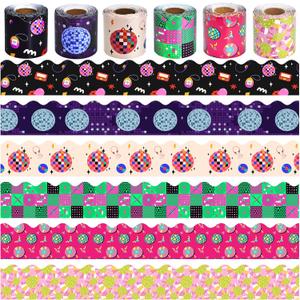 6 Rolls 196.8 Ft Disco Ball Bulletin Board Border Set - Classroom Trim - Colorful Supplies for Teachers, School & Office Decor - Perfect Birthday Theme