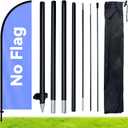6.6FT Feather Flag Pole Kit with Ground Spike, Aluminum Alloy Flagpole with Fiberglass Top Pole, Fits 1.6x6.6FT / 1.6x6.1FT Feather Flags, Portable Lightweight Pole for Outdoor Business Advertising, No Flag