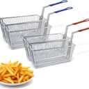 CLIVIA Deep Fryer Basket Only, 4 Pack Commercial Fry Baskets with Handle and Front Hooks, 13" x 6" x 6" Frying Basket for Natural Gas Liquid Propane Deep Fryer