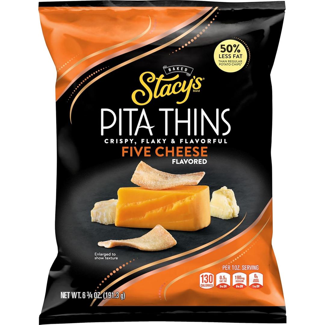 Stacy's Pita Thins, Five Cheese, 6.75 oz Bag (6.75 Ounce (Pack of 1), Used By 21 Oct 2025