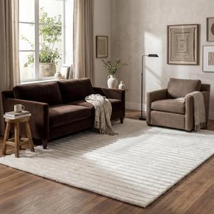 Nuloom SuperiorWash Collection Kai Off-White, 5' x 8', Fluffy and Cozy, High Traffic, Stain Resistant, Easy Clean, Durable Washable Area Rug for Bedroom, Living Room, Dining, Den, Foyer, Entryway