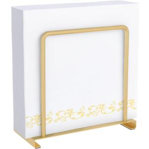 Napkin Holder for Table, Metal Napkin Holder for Kitchen Dining, Standing Paper Napkin Storage for Table Countertop, Gold