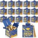 Tenceur 30 Pcs Graduation Cap Gift Box 2026 Graduation Party Cardboard Favors Candy Treat Box Grad Centerpieces with Tassel for High School College Congrats Party Decoration(Blue and Gold)