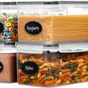 Airtight Food Storage Containers Set of 4 - Pasta storage Containers for Pantry Organization and Storage, BPA Free Spaghetti Container, Air Tight House Kitchen Storage Containers With Lids (01 - 3.2 Quarts (Set of 4))