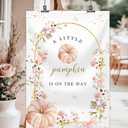 Wildflower Fall Little Pumpkin Baby Shower Backdrop Floral A Little Pumpkin is on The Way Photography Background Gold Glitter Fall Baby Shower Party Decorations 5x7ft