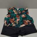 Womens Tankini Swimsuits 2 Piece Swimwear V-Neck Tankinis Top Round Cutout Bathing Suit with High Waist Shorts (Medium, 01 Leaf)