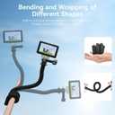 Flexible Mount Clamp for GoPro Insta360 Hero 12/11/10/9/8/Akaso EK7000/Insta360 X4/X3 More Action Camera, Tripod Stand Neck Holder Selfie Stick for Tube, Treadmill, Stroller, Car, Desk