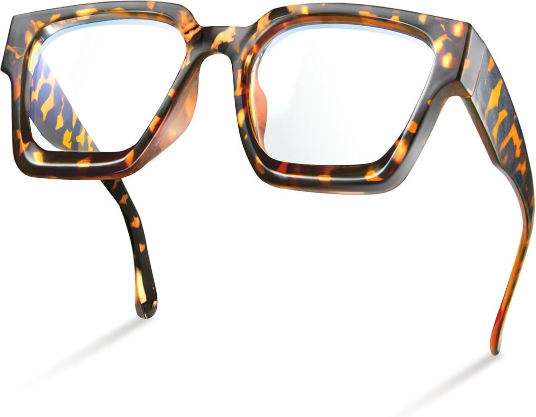livho Oversized up to 99% Blue Light Blocking Glasses for Woman - Rectangle Fashion Glasses for Computer, Chic Preppy Frame