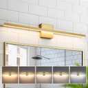 Gold Vanity Lights for Bathroom - 31.5 inch Brushed Gold Bathroom Light Fixtures Over Mirror 22W LED Dimmable Wall Sconce Lighting Fixture 5CCT Vanity Light Bar for Bathroom Bedroom